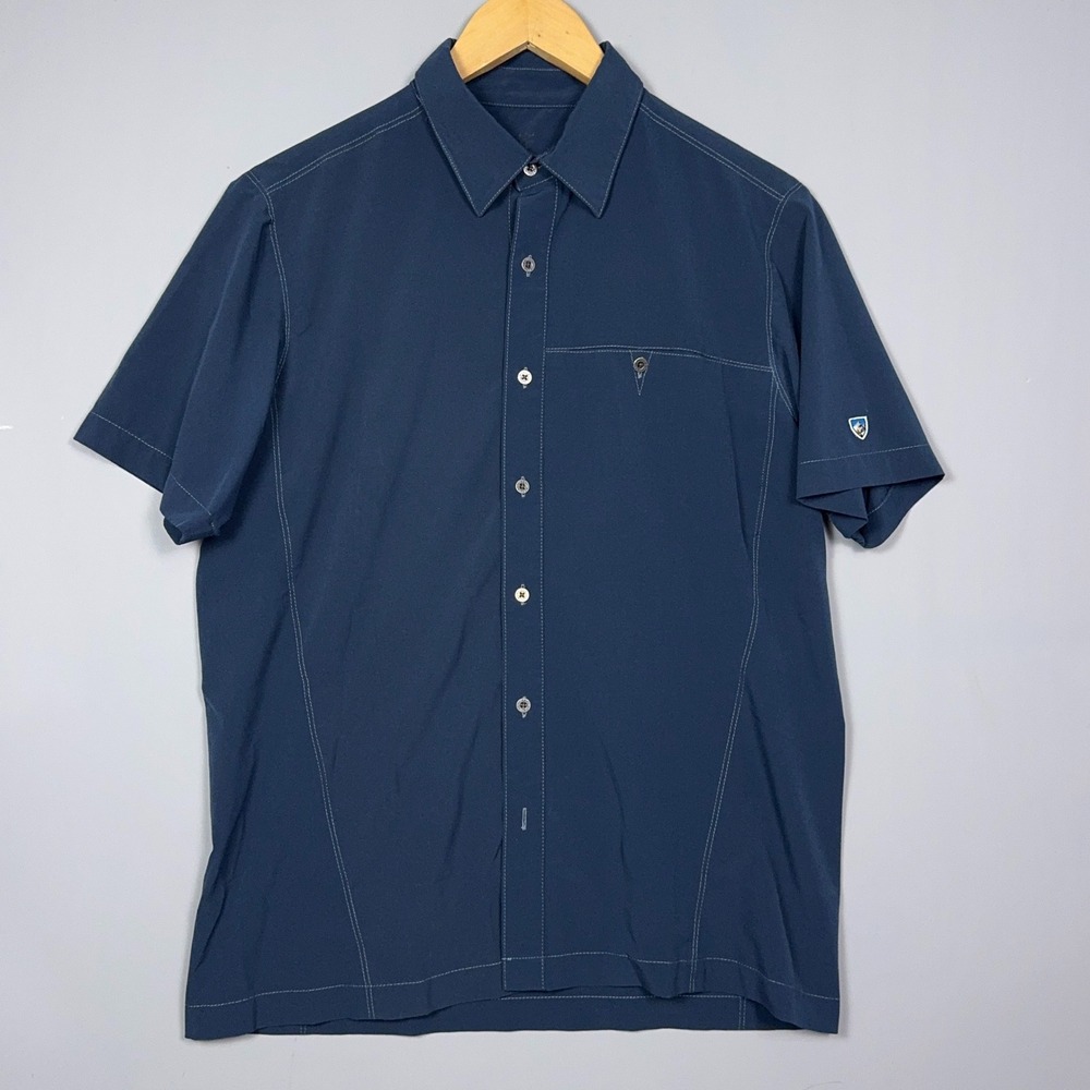KUHL Renegade Short Sleeve Shirt Mens Size Small Performance Blue Hiking